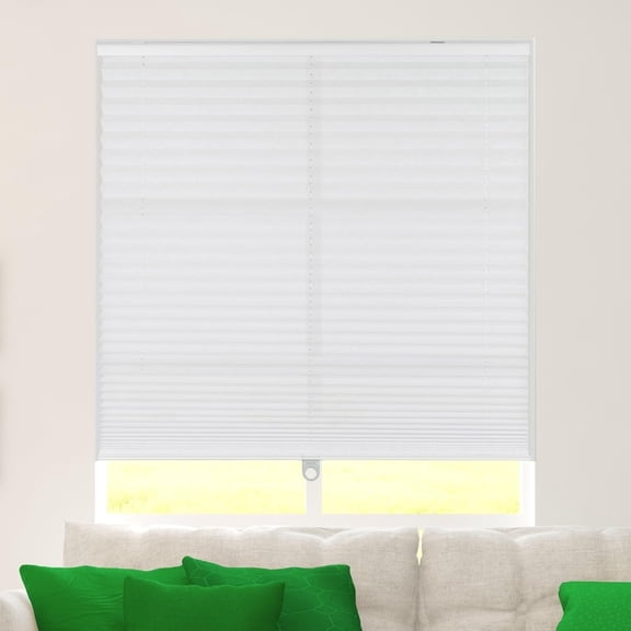 CALYX INTERIORS Pleated Fabric Window Shade, Light Filtering, Cordless, 22.5"W x 48"H, White