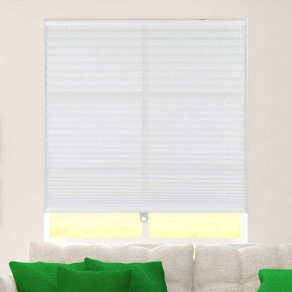 CALYX INTERIORS Pleated Fabric Window Shade, Light Filtering, Cordless, 34"W x 60"H, White