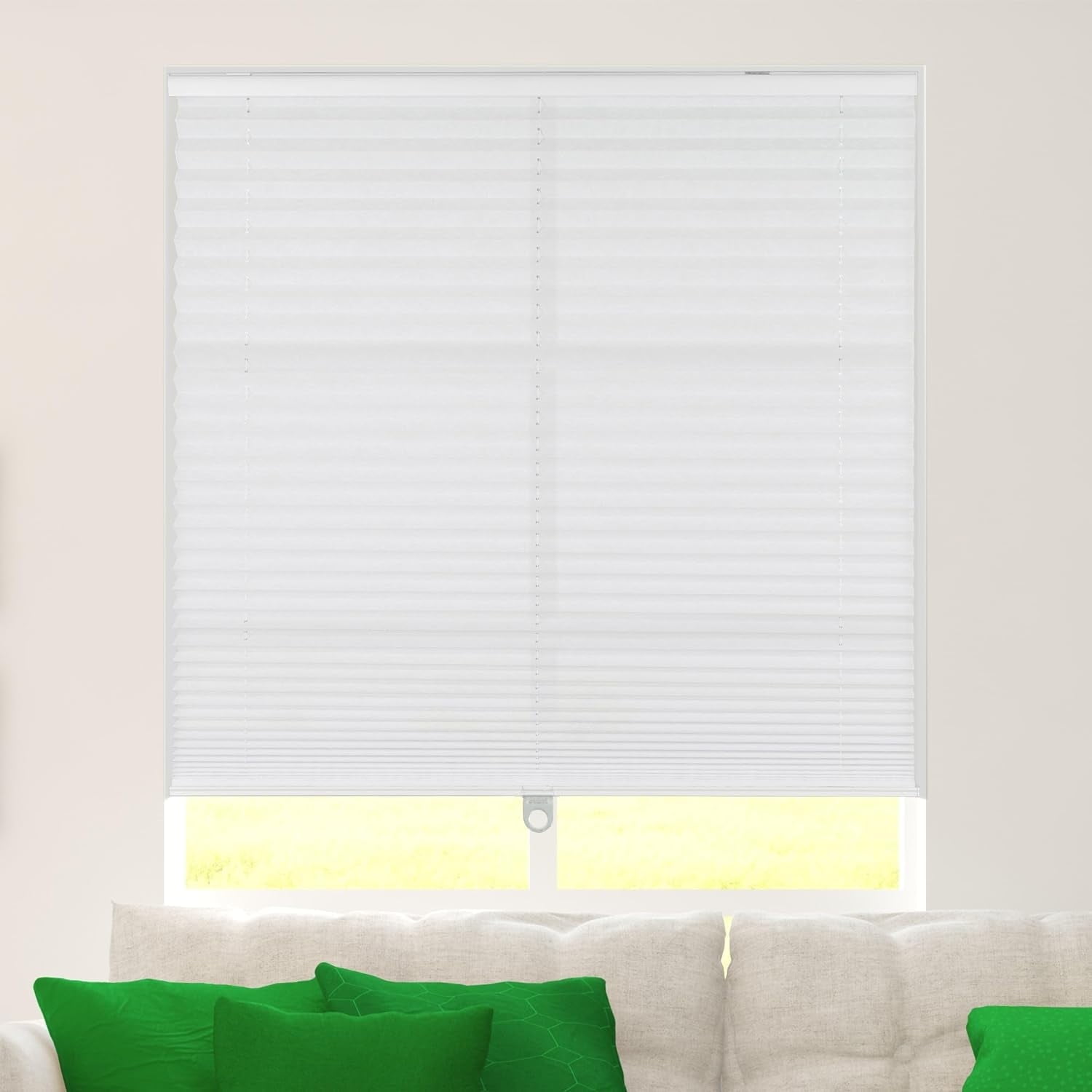 CALYX INTERIORS Pleated Fabric Window Shade, Light Filtering, Cordless, 35"W x 60"H, White