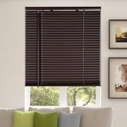 CALYX INTERIORS Room Darkening Vinyl Mini Blinds, Cordless, 1 Slat, 24 W x 60 H, Mahogany