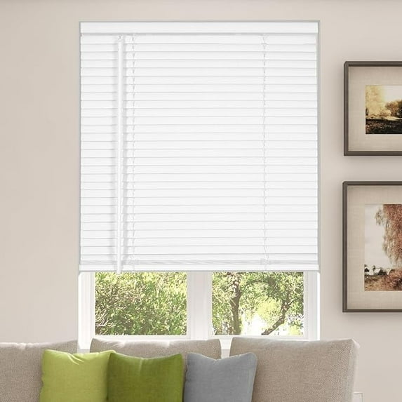CALYX INTERIORS Room Darkening Vinyl Mini Blinds, Cordless, 1" Slat, 36" W x 36" H, White