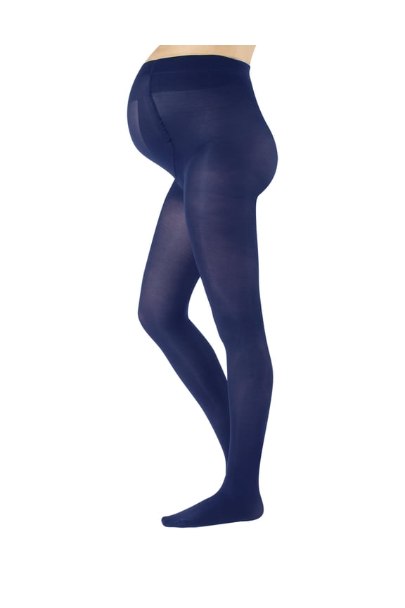 2 Pairs Maternity Tights | Pregnancy Opaque Pantyhose | 40 DEN | S M L XL | Black, Blue | Made In Italy (M, Navy)