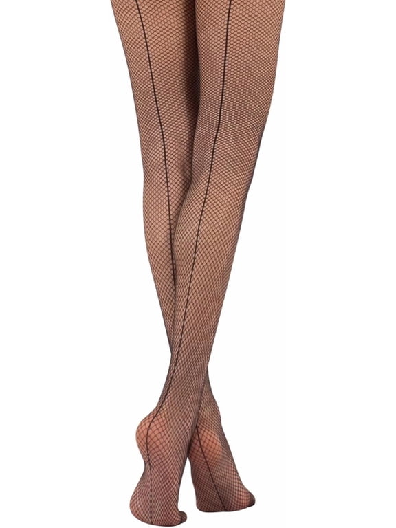 Fishnet Tights with Back Seam, Seamed Fishnet Pantyhose, Black Fishnet Tights for Women, Thigh High Fishnet Stockings, Italian Hosiery Panty Hose (S/M)