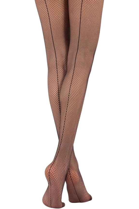 Fishnet Tights with Back Seam, Seamed Fishnet Pantyhose, Skin Color Fishnet Tights for Women, Thigh High Fishnet Stockings, Italian Hosiery Panty Hose (L/XL)