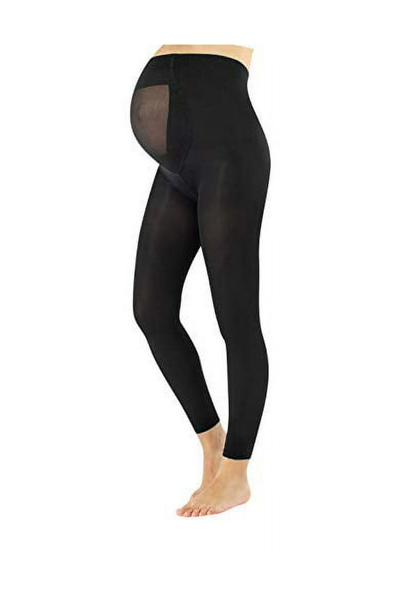 Maternity Footless Pantyhose | Opaque Footless Tights | Black | 100 DEN | S, M, L | Italian Hosiery | (L)