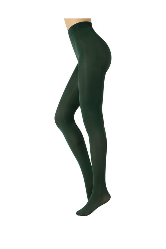 Opaque Colour Tights | Thick Tights | Microfiber 3D Pantyhose | 80 DEN | M, L, XL | Italian Hosiery |(XL, EMERALD GREEN)