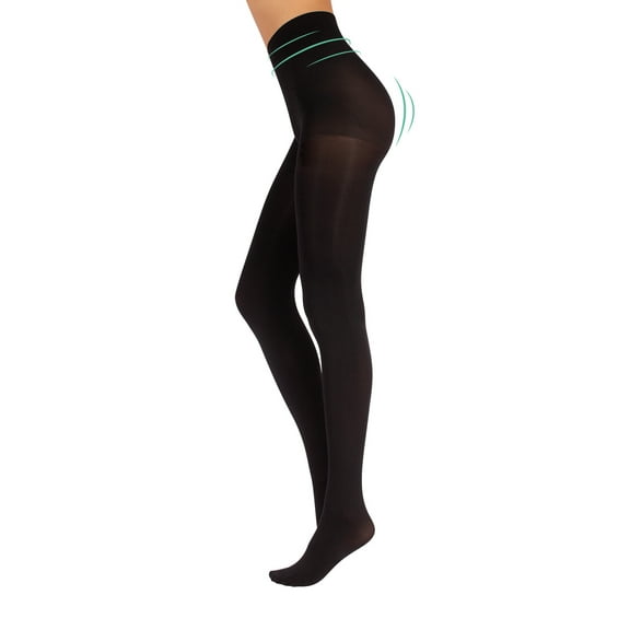 CALZITALY Opaque Shaping Tights | S, M, L, XL, XXL | Blue, Black | 80 DEN | Made in Italy (XXL, Black)