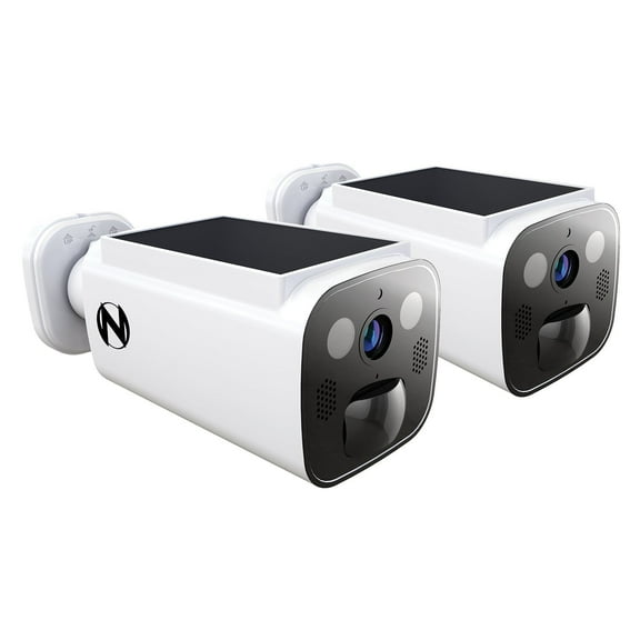 Night Owl 2K Battery Solar Powered Camera with Spotlight and 2-Way Audio - 2 Pack - White
