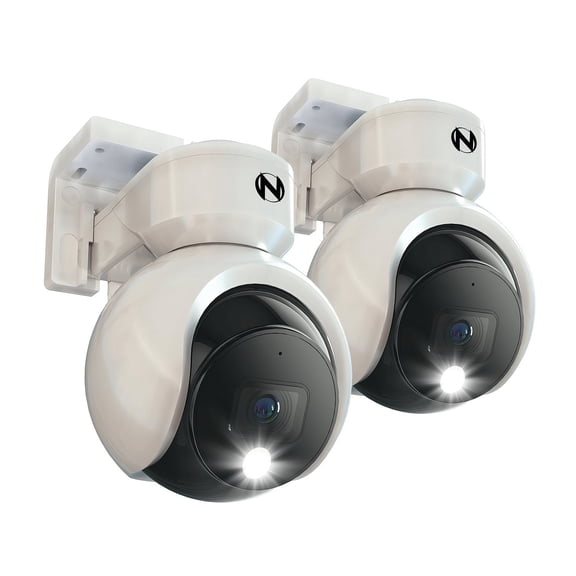 Night Owl Add On Wired Spotlight Pan and Tilt 4K Deterrence Camera with 2-Way Audio - 2 Pack - White