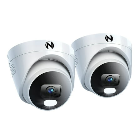 Night Owl Add On Wired IP 4MP Deterrence Dome Camera with 2-Way Audio - 2 Pack - White