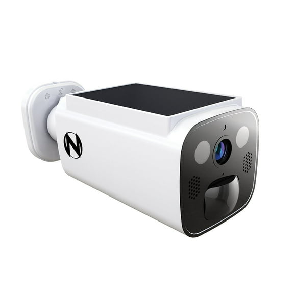 Night Owl 2K Battery Solar Powered Camera with Spotlight and 2-Way Audio - White