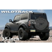 CAM friendly - 35-in - Ford BRONCO - US Made SpareCover  - Brawny Series - Black on Black - Heavy Vinyl Denim Texture - High Endurance Tire Cover