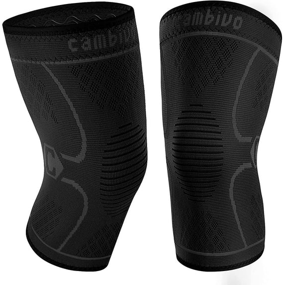 CAMBIVO 2 Pack Knee Brace, Knee Compression Sleeve Support for Running, Meniscus Tear, Arthritis, Joint Pain Relief, S-XXL
