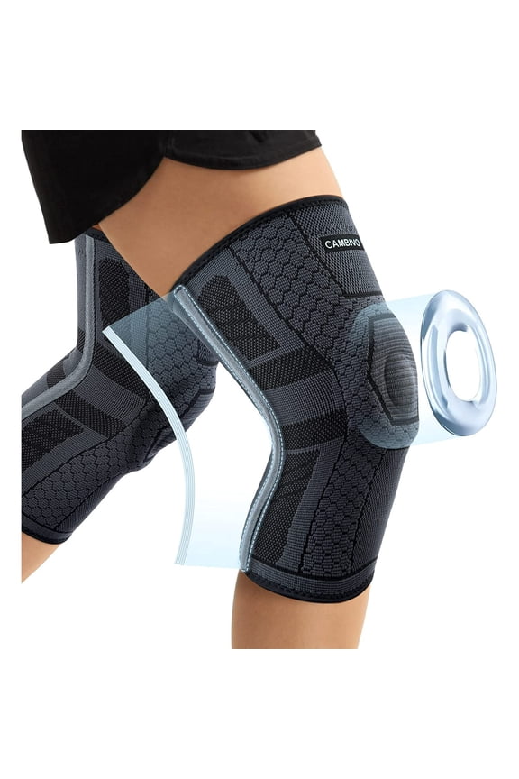 2 Pack Knee Braces, Knee Compression Sleeve with Side Stabilizers and Patella Knee Pads, Knee Support for Meniscus Tear, Arthritis, ACL, Joint Pain Relief, Running, M