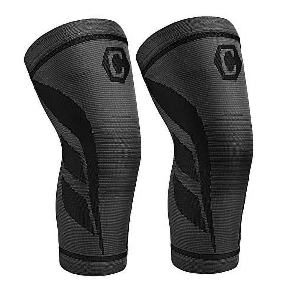 CAMBIVO 2 Pack Knee Compression Sleeve, Knee Brace for Women and Men, Knee Support for Running, Workout, Hiking, Sports (Jet Black, Medium)