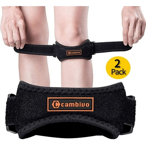 CAMBIVO 2 x Patella Knee Strap, Adjustable Knee Brace Tendon Support Band for Running, Jumpers Knee