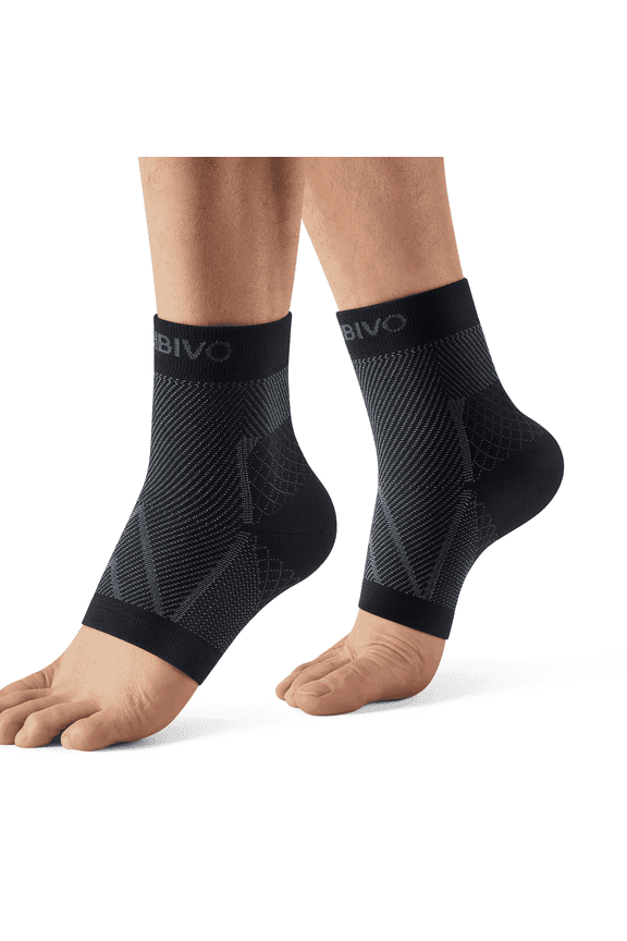 Ankle Compression Socks for Women and Men, 2 Pack Ankle Support Brace for Plantar Fasciitis, Elastic Bandage Ankle Wrap, Black L
