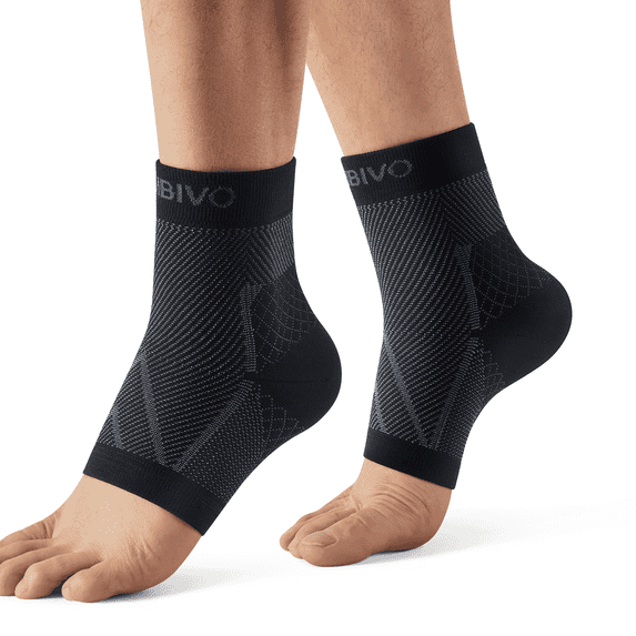 CAMBIVO Ankle Compression Socks for Women and Men, 2 Pack Ankle Support Brace for Plantar Fasciitis, Elastic Bandage Ankle Wrap, Black XL