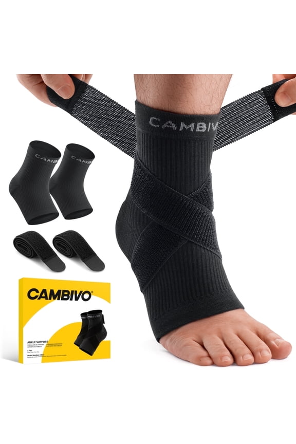 Ankle Brace for Women & Men, 1 Pair Adjustable Ankle Support Brace with Straps, Compression Ankle Sleeve for Sprained Ankle, Plantar Fasciitis, Achilles Tendon Support & Sports Recovery