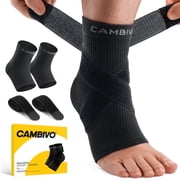 CAMBIVO Ankle Brace for Women & Men, 1 Pair Adjustable Ankle Support Brace with Straps, Compression Ankle Sleeve for Sprained Ankle, Plantar Fasciitis, Achilles Tendon Support & Sports Recovery
