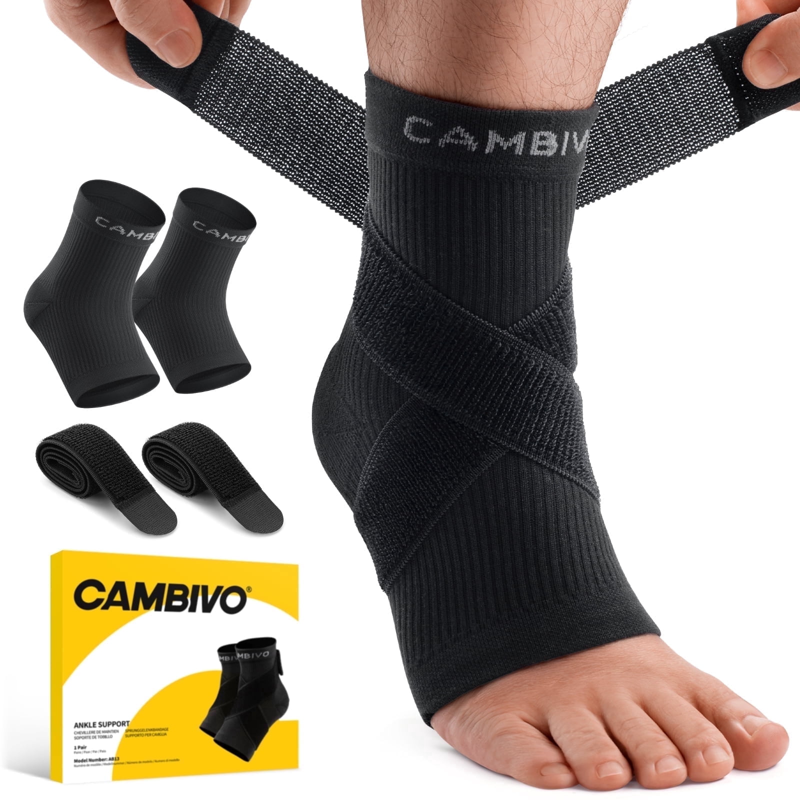 CAMBIVO Ankle Brace For Women Men 1 Pair Adjustable Ankle Support CAMBIVO Ankle Brace For Women Men 1 Pair Adjustable Ankle Support