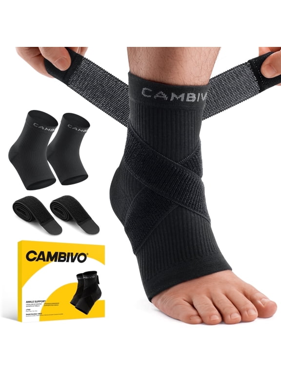 Ankle Brace for Women & Men, 1 Pair Adjustable Ankle Support Brace with Straps, Compression Ankle Sleeve for Sprained Ankle, Plantar Fasciitis, Achilles Tendon Support & Sports Recovery