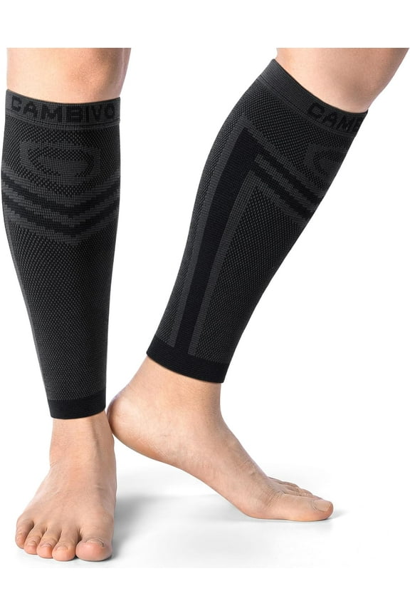 Calf Compression Sleeves for Men and Women, 2 Pack Footless compression socks for Pain Relief, Leg sleeves for Shin Splints and Sore Muscles, Black L/XL