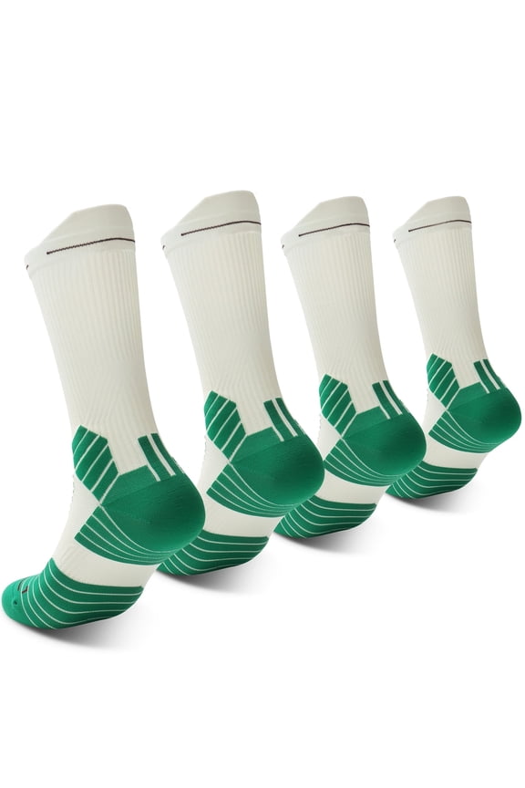 Compression Crew Socks for Women and Men, 2 Pairs Cushioned Dress Socks for Hiking Running, White/Black/Blue