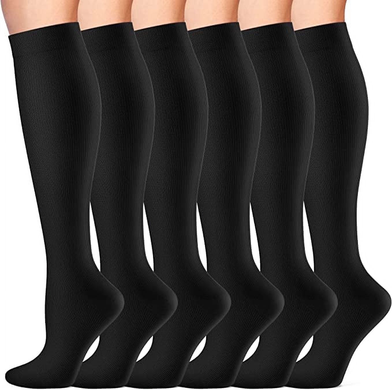 CAMBIVO Compression Socks for Women & Men , 15-20 mmHg Knee High Socks, 6 Pairs Compression Stockings for Traval, Running, Diabetic , Pregnancy, Sports XXL