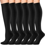 CAMBIVO Compression Socks for Women & Men , 15-20 mmHg Knee High Socks, 6 Pairs Compression Stockings for Traval, Running, Diabetic , Pregnancy, Sports S-M