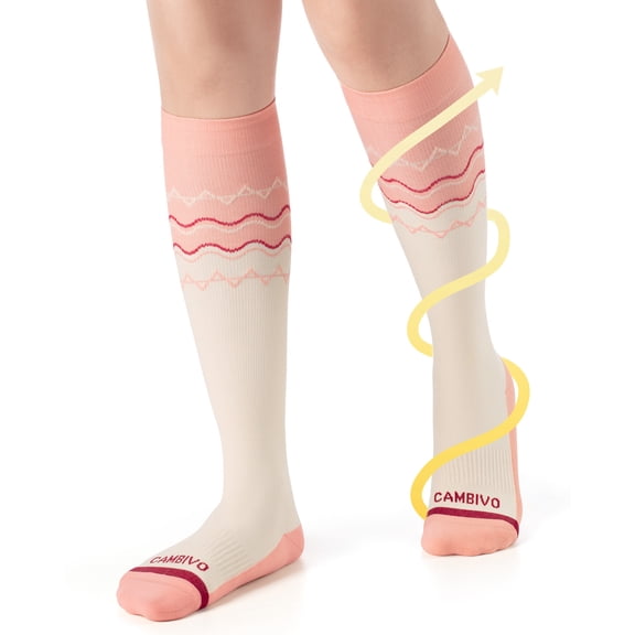 CAMBIVO Compression Socks for Women and Men, 15-20 mmHg Knee High Womens Socks for Pregnancy and Running, Diabetic Socks for Nurses and Flying Travel-S-XXL