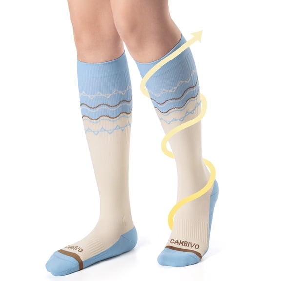 CAMBIVO Compression Socks for Women and Men, 15-20 mmHg Knee High Womens Socks for Pregnancy and Running, Diabetic Socks for Nurses and Flying Travel-S-XXL