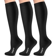 CAMBIVO Compression Socks for Women Men , 20-30 mmHg Knee High Socks, 3 Pairs Compression Stockings for Traval, Running, Nurse , Pregnancy, Daily Life, S-M