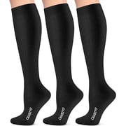 CAMBIVO Compression Socks for Women Men , 20-30 mmHg Knee High Socks, 3 Pairs Compression Stockings for Traval, Running, Nurse , Pregnancy, Daily Life, XXL