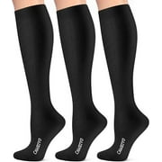 CAMBIVO Compression Socks for Women Men , 20-30 mmHg Knee High Socks, 3 Pairs Compression Stockings for Traval, Running, Nurse , Pregnancy, Daily Life, L-XL
