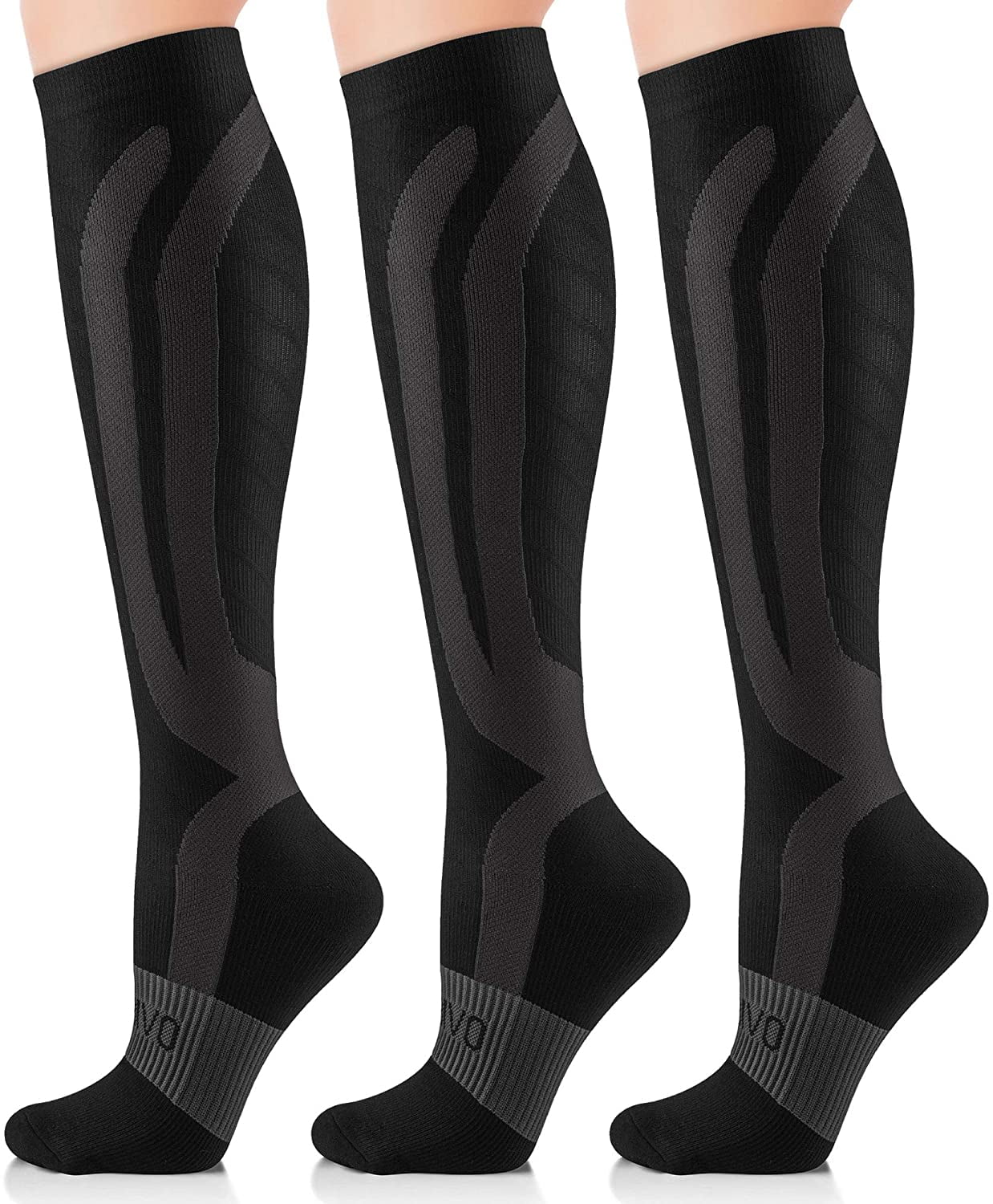 CAMBIVO Compression Socks for Women and Men, 3 Pairs 2030 mmHg Knee
