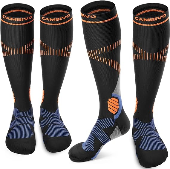 CAMBIVO Compression Socks for Men and Women, 2 Pairs KneeHigh Support
