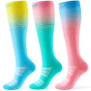 CAMBIVO Compression Socks for Women & Men, Colorful Knee High Socks, Graduated Diabetic Support Stockings for Running, L-XL