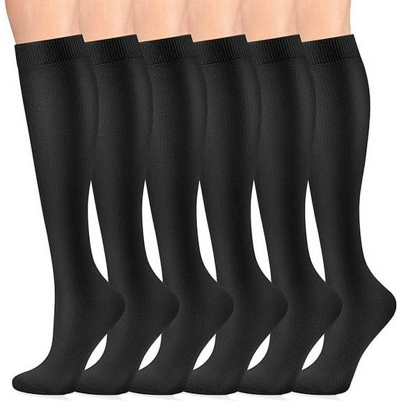 CAMBIVO Compression Socks for Women and Men 6 Pairs 8-15 mmHg Sport Knee High Socks for Running, Athletics, Pregnancy and Travel