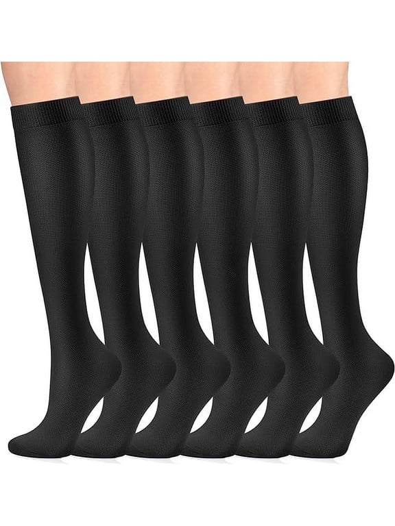 Compression Socks for Women and Men 6 Pairs 8-15 mmHg Sport Knee High Socks for Running, Athletics, Pregnancy and Travel