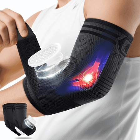 CAMBIVO Elbow Brace with Adjustable Strap & Gel Pad, 2 Pack Tennis Elbow Wraps for Tendinitis & Arthritis, Compression Arm Sleeves for Men & Women