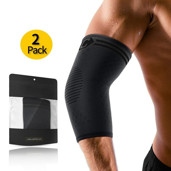 CAMBIVO Elbow Brace x2, Elbow Sleeve for Men & Women, Tennis Elbow Brace for Tendonitis, Arthritis, Weightlifting, Golf, Black L