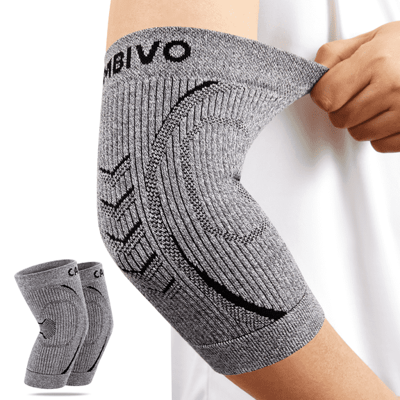 CAMBIVO Elbow Braces for Tendonitis and Tennis, Compression Arm Sleeve Support for Golfers Elbow, Bursitis, Arthritis, Swelling & Pain Relief (Unisex 1 Pair)
