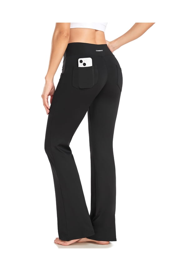Flare Leggings for Women, Bootcut Yoga Pants with Pockets, Tummy Control Workout Pants