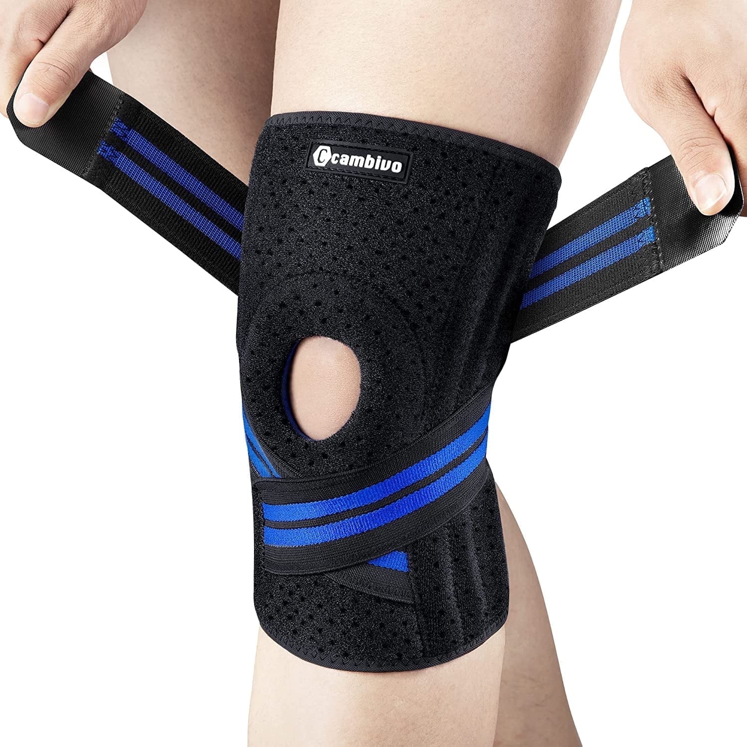 CAMBIVO Knee Brace with Side Stabilizers, Knee Sleeve for Knee Pain, Adjustable Knee Braces and Supports with Patella Gel Pads for Meniscus Tear, ACL, MCL, Arthritis, Joint Pain, Unisex, L