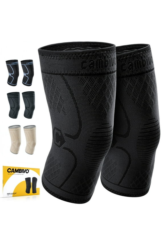 Knee Brace x2, Compression Knee Sleeve Support for Running, Meniscus Tear, Arthritis, Joint Pain Relief, S-XL