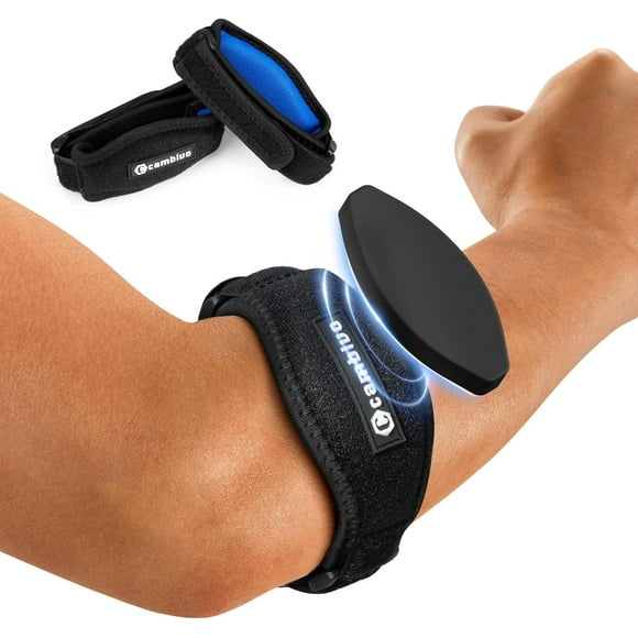 Cambivo Tennis Elbow Brace for Men and Women, Adjustable Elbow Support Strap with Compression Pad for Tendonitis, Golfer's Elbow, 2 Pack