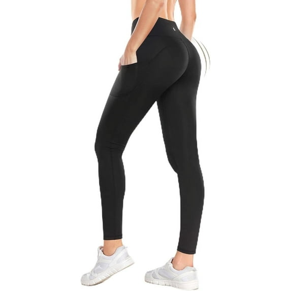 CAMBIVO Women's Leggings, Yoga Pants with Pockets, High Waist Workout Leggings