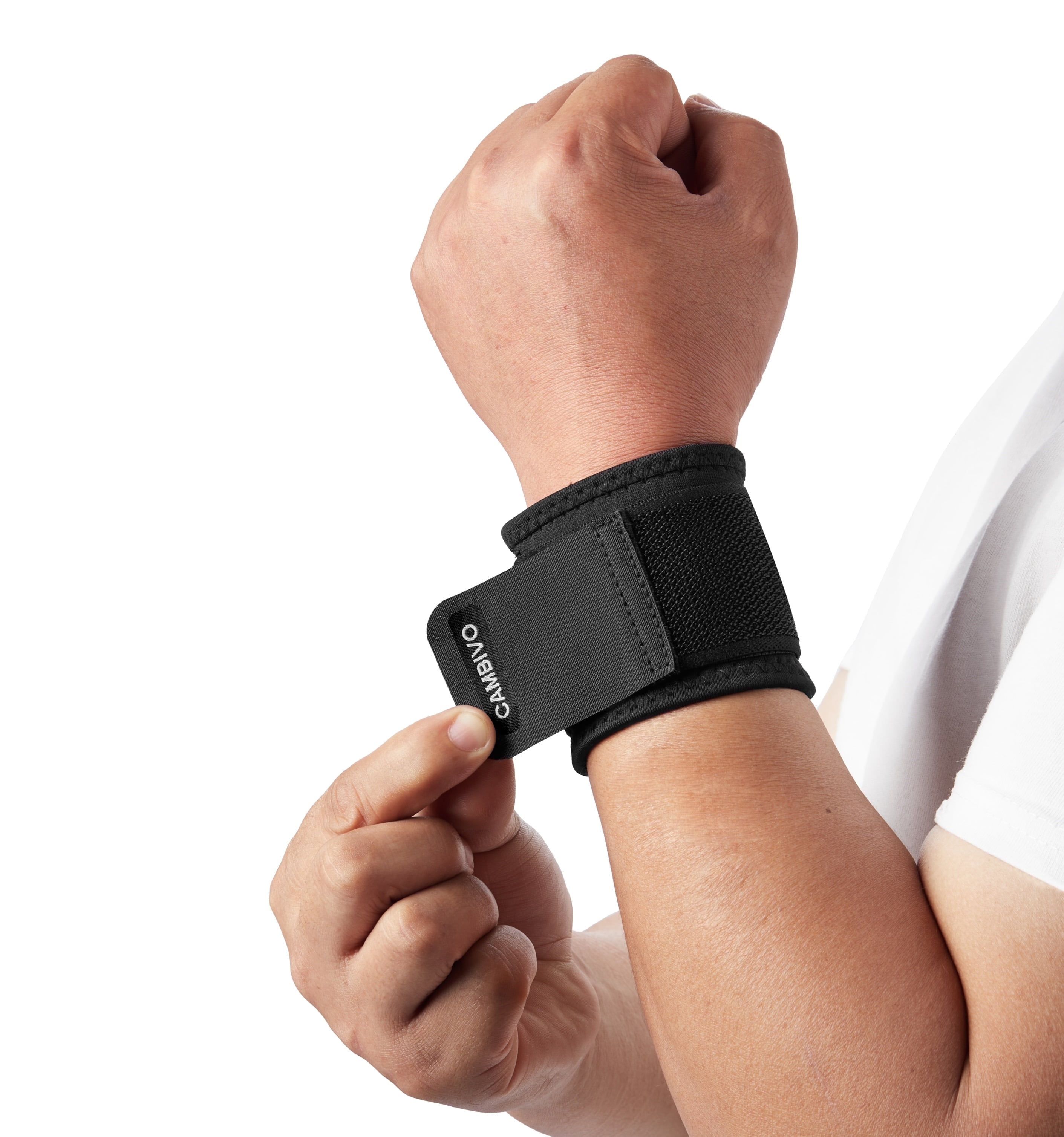 CAMBIVO Wrist Brace for Carpal Tunnel, 2 Pack Adjustable Compression Wrist Wrap for Pain Relief, Wrist Support Bandage for Fitness, Weightlifting, Gym Workout, Black