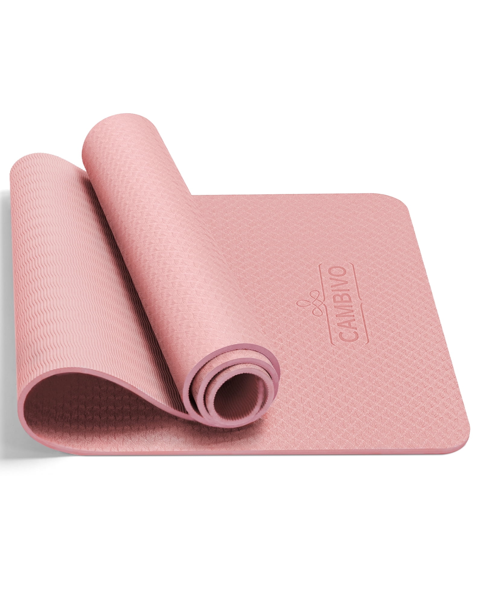 CAMBIVO Yoga Mat, 6mm Thick Eco Friendly TPE Workout Mat with Carrying Strap for Fitness, Gym and Floor Exercises, 72" x 24", Pink